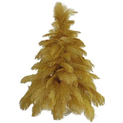Brown Ostrich Feather Christmas Tree, Real Bird Feather Branches, Metal Stand Included (2FT)