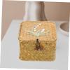 3pcs Lidded Storage with Sundries Weaving Container S Basket Desktop Cubes Cover Rattan Retro Shelf Wardrobe Organizer Multipurpose Tabletop Flat Case Keepsake Gift Laundry view 2