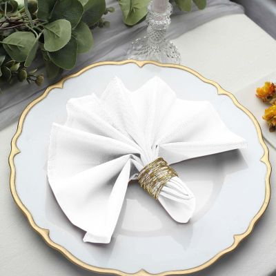 100 pcs 17-Inch White Polyester Table Napkins Reusable Washable Wedding Party Dinner Linens Tableware Supplies