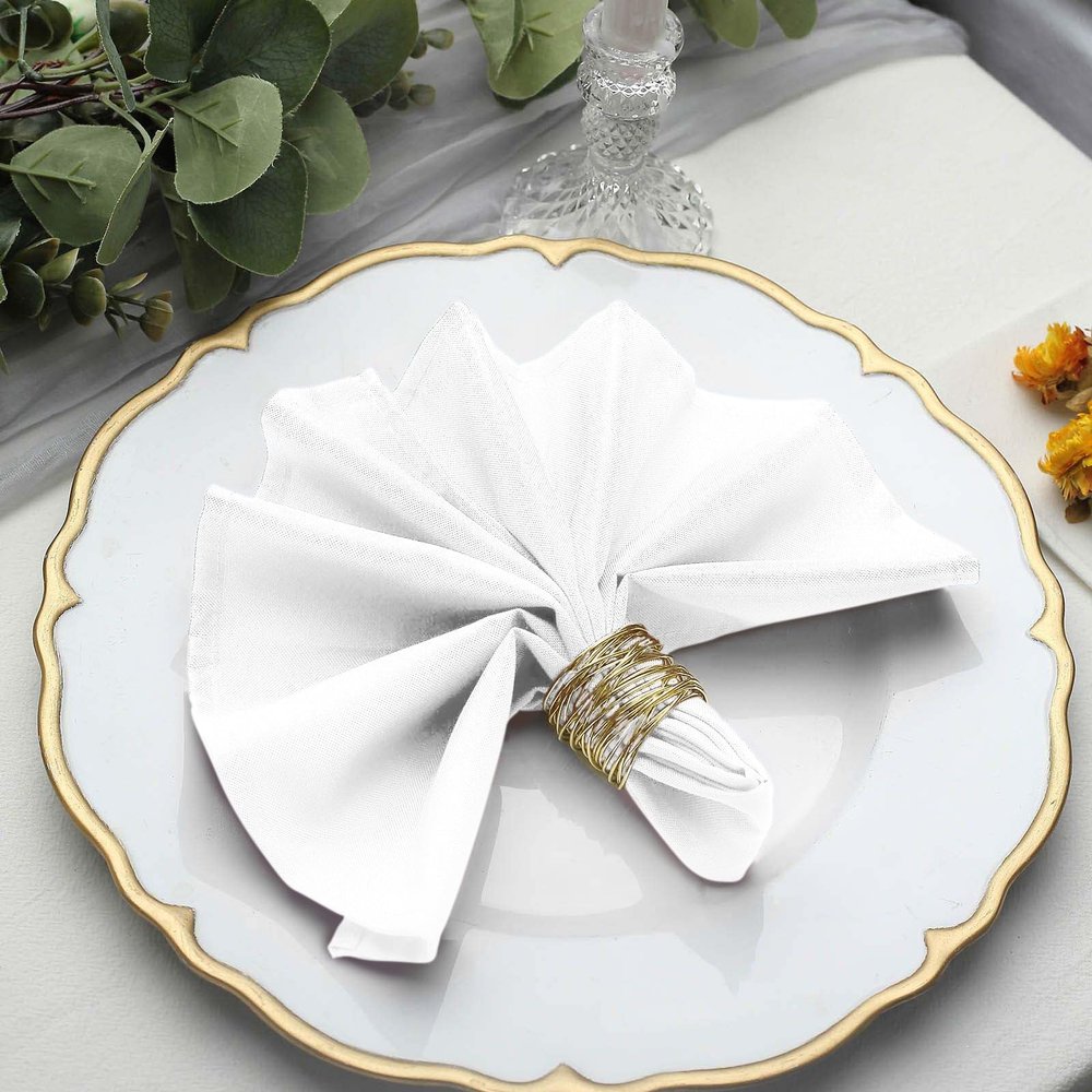100 pcs 17-Inch White Polyester Table Napkins Reusable Washable Wedding Party Dinner Linens Tableware Supplies