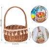 2Pcs Wicker Rattan Flower Girl Basket Rustic Flower Girl Baskets for Weddings Handwoven Candy Storage Basket Small Rattan Flower Basket with Handle for Home Garden Wedding Decor(L) view 4