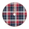 Christmas Tree Skirt 30" Navy Blue, Red and Grey Sporty Plaid Linen Xmas Tree Skirt for Holiday Party Christmas Tree Mat Decorations Indoor Outdoor view 1
