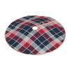 Christmas Tree Skirt 30" Navy Blue, Red and Grey Sporty Plaid Linen Xmas Tree Skirt for Holiday Party Christmas Tree Mat Decorations Indoor Outdoor view 2