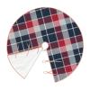 Christmas Tree Skirt 30" Navy Blue, Red and Grey Sporty Plaid Linen Xmas Tree Skirt for Holiday Party Christmas Tree Mat Decorations Indoor Outdoor view 3