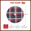 Christmas Tree Skirt 30" Navy Blue, Red and Grey Sporty Plaid Linen Xmas Tree Skirt for Holiday Party Christmas Tree Mat Decorations Indoor Outdoor view 4