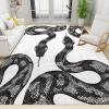 Black White Snake Area Rugs, Snake Violence Retro Aesthetics Easy Clean Rug, Soft Non-Skid Carpet Throw Rug for Kids Teen Girls Boys Bedroom, Living Room Bathroom Classroom Office 6.6ftx5.3ft view 1