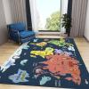 Cartoon Sea Animals World Map Area Rugs, Kids Education World Map Easy Clean Rug, Soft Non-Skid Carpet Throw Rug for Kids Teen Girls Boys Bedroom Living Room Bathroom Classroom Office 4ftx6ft view 4