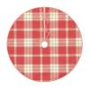 Christmas Tree Skirt 48" Coral Pink Plaid Linen Xmas Tree Skirt for Holiday Party Christmas Tree Mat Decorations Indoor Outdoor view 1