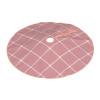 Christmas Tree Skirt 36" Dusty Rose Pink Windowpane Check Plaid Linen Xmas Tree Skirt for Holiday Party Christmas Tree Mat Decorations Indoor Outdoor view 2