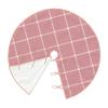 Christmas Tree Skirt 36" Dusty Rose Pink Windowpane Check Plaid Linen Xmas Tree Skirt for Holiday Party Christmas Tree Mat Decorations Indoor Outdoor view 3