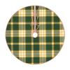 Christmas Tree Skirt 30" Dark Green and Gold Sporty Plaid Pattern Linen Xmas Tree Skirt for Holiday Party Christmas Tree Mat Decorations Indoor Outdoor view 1