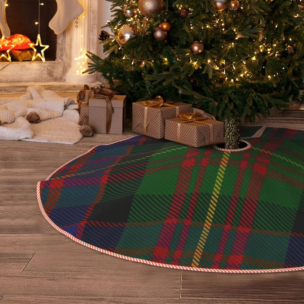 DKJlitter Christmas Tree Skirt, Clan Carnegie Tartan Plaid Xmas Tree Skirts Mat Farmhouse Rustic Xmas Holiday Indoor Party Outdoor Decoration 30 inches