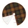 Christmas Tree Skirt 48" Dark Green and Orange Rustic Plaid Linen Xmas Tree Skirt for Holiday Party Christmas Tree Mat Decorations Indoor Outdoor view 3