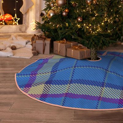 DKJlitter Christmas Tree Skirt, Clan Ciam of Ely Tartan Xmas Tree Skirts Mat Farmhouse Rustic Xmas Holiday Indoor Party Outdoor Decoration 30 inches