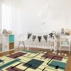 Abstract Geometric Pattern Area Rug, Beige Blue Rectangle Black Lines Living Room Rug, Machine Washable Carpet Non-Slip Anti-Shedding Easy to Clean for Bedroom Home Decor Kid Room 3ftx4ft view 4