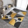 Yellow Black Abstract Geometry Area Rug, Bohemian Indoor Floor Rugs, Easy-to-Clean Carpet Non-Slip Low-Pile Comfortable Soft for Bedroom Living Room Farmhouse Kids Boys Room 3ftx6ft view 3