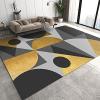 Yellow Black Abstract Geometry Area Rug, Bohemian Indoor Floor Rugs, Easy-to-Clean Carpet Non-Slip Low-Pile Comfortable Soft for Bedroom Living Room Farmhouse Kids Boys Room 3ftx6ft view 4