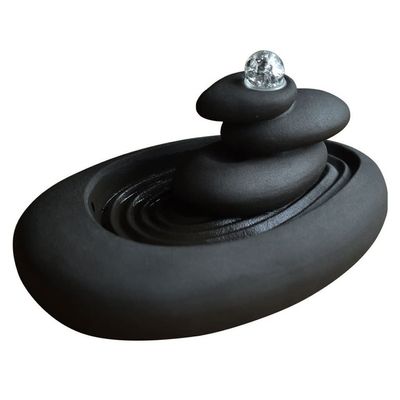FEELIN Tabletop Waterfall Fountain Casual Tabletop Fountain Ceramic Zen 3 Tier Stone Mountain Fountain Home Ceramic Decor Crafts, Black Water Fountains Indoor