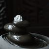 FEELIN Tabletop Waterfall Fountain Casual Tabletop Fountain Ceramic Zen 3 Tier Stone Mountain Fountain Home Ceramic Decor Crafts, Black Water Fountains Indoor view 4