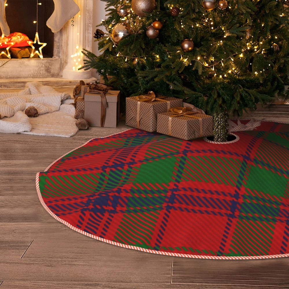 MIZIBAO Christmas Tree Skirt Scottish Tartan MacColl Plaid Rustic Xmas Tree Skirts Mat Festive Decoration for Merry Christmas and New Year Holiday Party 30"