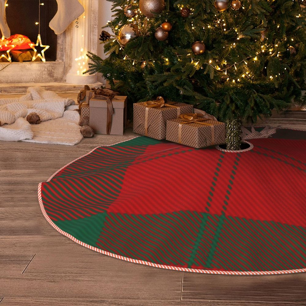 MIZIBAO Christmas Tree Skirt Scottish Tartan Erskine Plaid Rustic Xmas Tree Skirts Mat Festive Decoration for Merry Christmas and New Year Holiday Party 48"