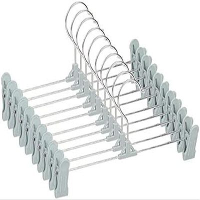 Coat Rack,Clothes Organizer Clothes Hangers/Coat Hangers 10 Pack Pants Hangers with Clips Space Saving Skirt Hanger Adjustment Plastic Clip Hanger for Jeans Skirt Hangers Hangers (Color : White) (Co