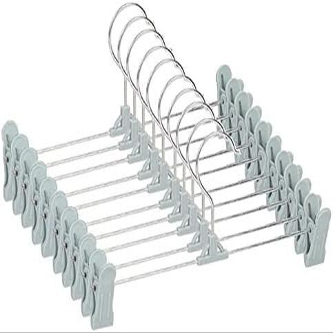 Coat Rack,Clothes Organizer Clothes Hangers/Coat Hangers 10 Pack Pants Hangers with Clips Space Saving Skirt Hanger Adjustment Plastic Clip Hanger for Jeans Skirt Hangers Hangers (Color : White) (Co
