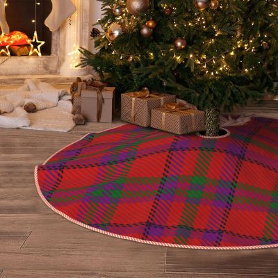 MIZIBAO Christmas Tree Skirt Scottish Tartan Fiddes Plaid Rustic Xmas Tree Skirts Mat Festive Decoration for Merry Christmas and New Year Holiday Party 36"