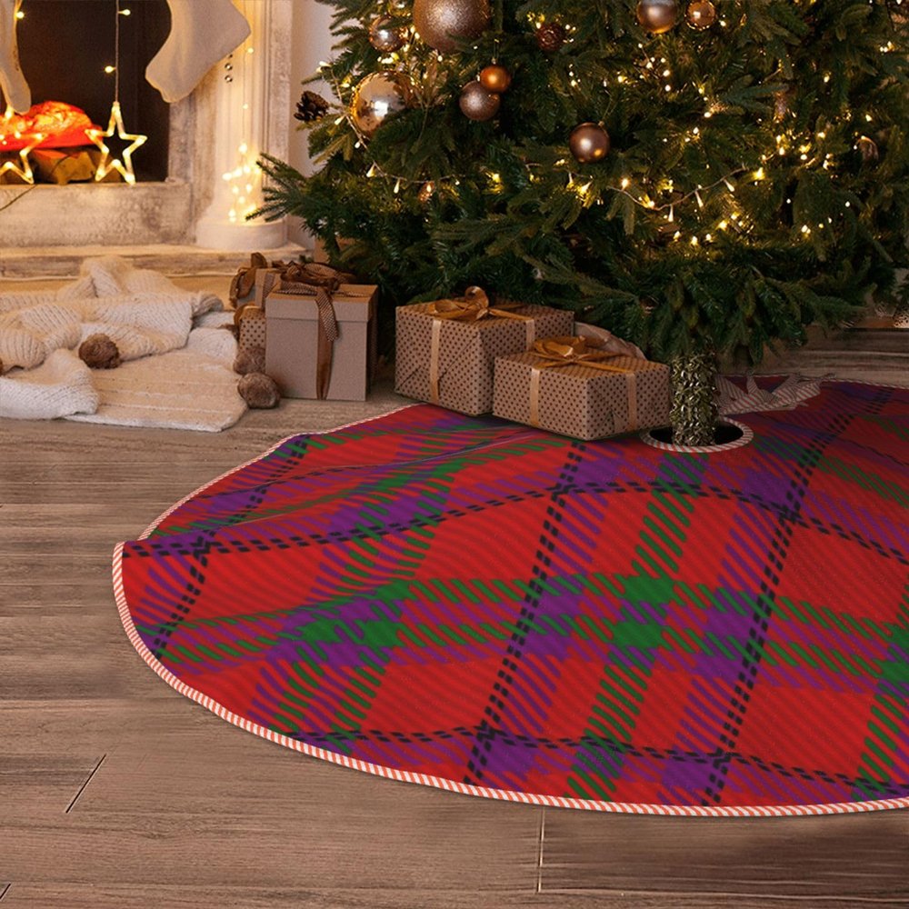 MIZIBAO Christmas Tree Skirt Scottish Tartan Fiddes Plaid Rustic Xmas Tree Skirts Mat Festive Decoration for Merry Christmas and New Year Holiday Party 36"