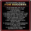 12 Fucking Rules To Success Metal Tin Sign Inspirational Metal Wall Art Decor Sign Retro Poster Cafe Bar Gym Living Room Bathroom Kitchen Home Art Wall Decoration Plaque Gift 8x12 Inch view 1