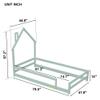CKLMMC Twin Size Wood Platform Bed with House-Shaped Headboard and Fences, Without Slats, Floor Bed for Kids Bedroom (Light Green/Fences+A) view 4