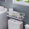 Toilet Shelf, Thickening Waterproof Multifunctional Double Layer Storage Rack, Large Capacity Nail Free Installation Organizer Rack, Stylish Iron Bathroom Organizer Over Toilet(Single Layer White) view 3