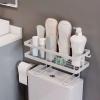 Toilet Shelf, Thickening Waterproof Multifunctional Double Layer Storage Rack, Large Capacity Nail Free Installation Organizer Rack, Stylish Iron Bathroom Organizer Over Toilet(Single Layer White) view 4