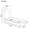 CKLMMC Twin Size Wood Platform Bed with House-Shaped Headboard and Fences, Without Slats, Floor Bed for Kids Bedroom (White/Fences+A) view 4
