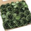 Floroom Artificial Flowers 25pcs Real Looking Emerald Green Foam Fake Roses with Stems for DIY Wedding Bouquets Bridal Shower Centerpieces Floral Arrangements Party Tables Home Decorations view 1