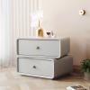 Beige Nightstand With 2 Drawers Night Stand 360 Rotating Desktop Bed Side Table With Solid Wood Legs Side Table With Metal Handles Modern Style Assembly Completed For Living Room Bedroom ( Color : Li view 1