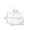 Beige Nightstand With 2 Drawers Night Stand 360 Rotating Desktop Bed Side Table With Solid Wood Legs Side Table With Metal Handles Modern Style Assembly Completed For Living Room Bedroom ( Color : Li view 2