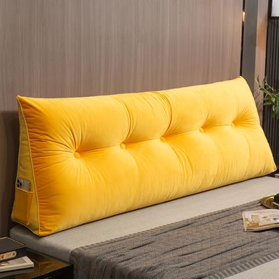 ZZYK Large Triangular Headboard Pillow Wedge Reading Bed Rest Pillow Solid Color Backrest for Daybed Bunk Bed Positioning Support Cushion with Removable Cover,Yellow,80cm/31.5 inches