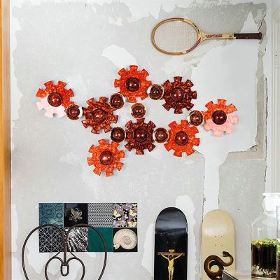 ALKANI Metal Wall Art Decor Industrial Gear Wheel Wall Art Decor Iron Art Gear Metal Wall Sculpture Vintage Gear Wheel Art Craft Hanger Loops on Back for Bedroom Decoration