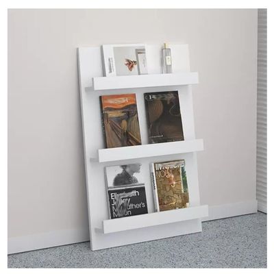zktoermn Floor Mounted Magazine Rack, Modern Minimalist Magazine Rack File Storage Organizer Display Brochure Holder for Living Room, Kids Room, Office & Home Decor (Color : White, Size : 53x100cm)