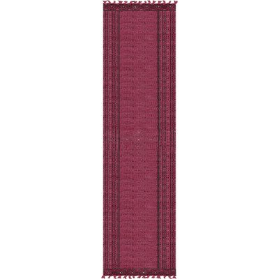 Kilim Runner 2.6x4 Cotton Runner Rug Red Flatweave Runner 0.19 inches Stone Easy Washable Hand Wash Cotton Carpet Indoor Outdoor Runner Rugs for Kitchen, Bedside, Enterway