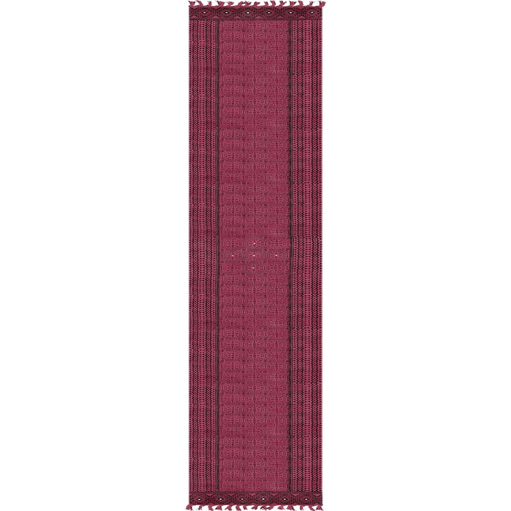 Kilim Runner 2.6x4 Cotton Runner Rug Red Flatweave Runner 0.19 inches Stone Easy Washable Hand Wash Cotton Carpet Indoor Outdoor Runner Rugs for Kitchen, Bedside, Enterway