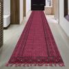 Kilim Runner 2.6x4 Cotton Runner Rug Red Flatweave Runner 0.19 inches Stone Easy Washable Hand Wash Cotton Carpet Indoor Outdoor Runner Rugs for Kitchen, Bedside, Enterway view 2