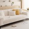 Huierxun Luxury 3D Faux Fur Fluffy Soft Sofa Cover Shaggy Fuzzy Warm Couch Cover Fluffy Furry Anti-Slip Sofa Slipcover Furniture Covers (Cream,28''x28'') view 1