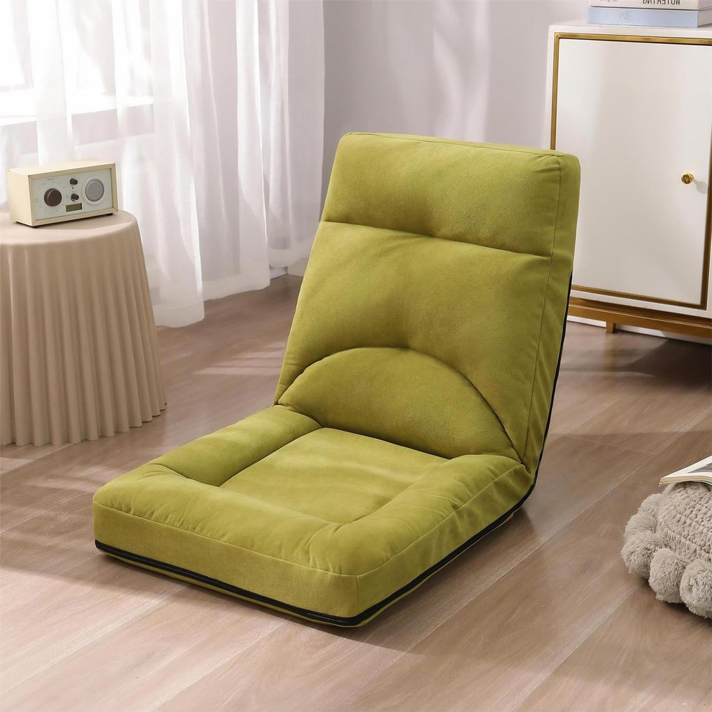 NaKeah Foldable Lazy Sofa Chair, 5-Position Adjustable Floor Chair, Padded Gaming Recliner for Reading Living Room Bedroom Indoor,C