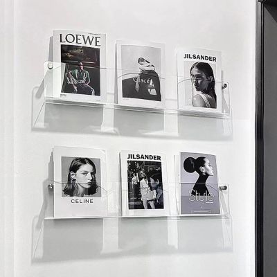 ARCVOX Acrylic Magazine Rack Wall Mounted, Magazine Holder for Bathroom/Office, Multipurpose Magazine File Holder, Brochure Holder Magazine Display Shelf (Color : No Trace Nail, Size : 50cm/19.7in)