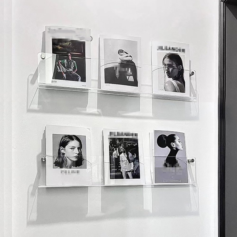 Acrylic Magazine Rack Wall Mounted, Magazine Holder for Bathroom/Office, Multipurpose Magazine File Holder, Brochure Holder Magazine Display Shelf ( Color : Expansion Screws , Size : 50cm/19.7in )