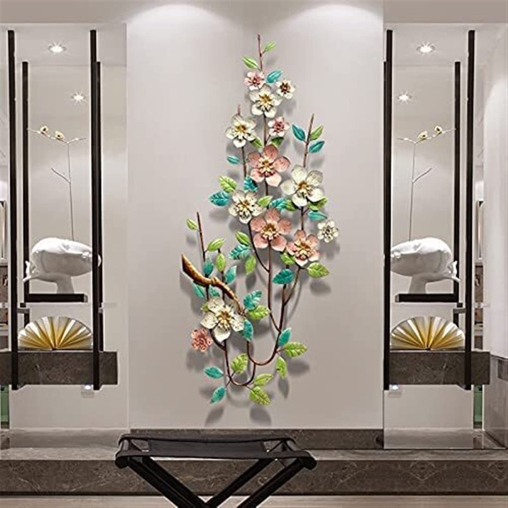 ALKANI Metal Flower Wall Decor Modern Flower Decoration Wall Sculpture Hanging Art Decoration Rustic Wall Decor Sofa Background for Living Room Bedroom Study Office