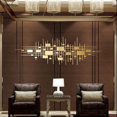 ALKANI 3D Metal Wall Decor Modern Metal Wall Decor Hanging Loops on Back Wall Hanging Artwork Room Aesthetic Decor for Study/Living Room/Bedroom/Artwork (Color : F, Size : 150 * 49)
