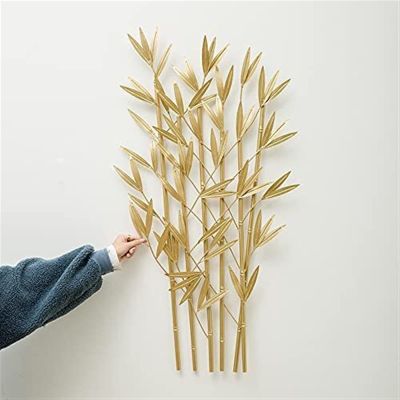 ALKANI Metal Wall Decor Metal Bamboo Wall Decor Gold Lucky Bamboo Wall Art Decor Creative Bamboo Wall Hanging Sofa Background for Living Room Bedroom Study Office